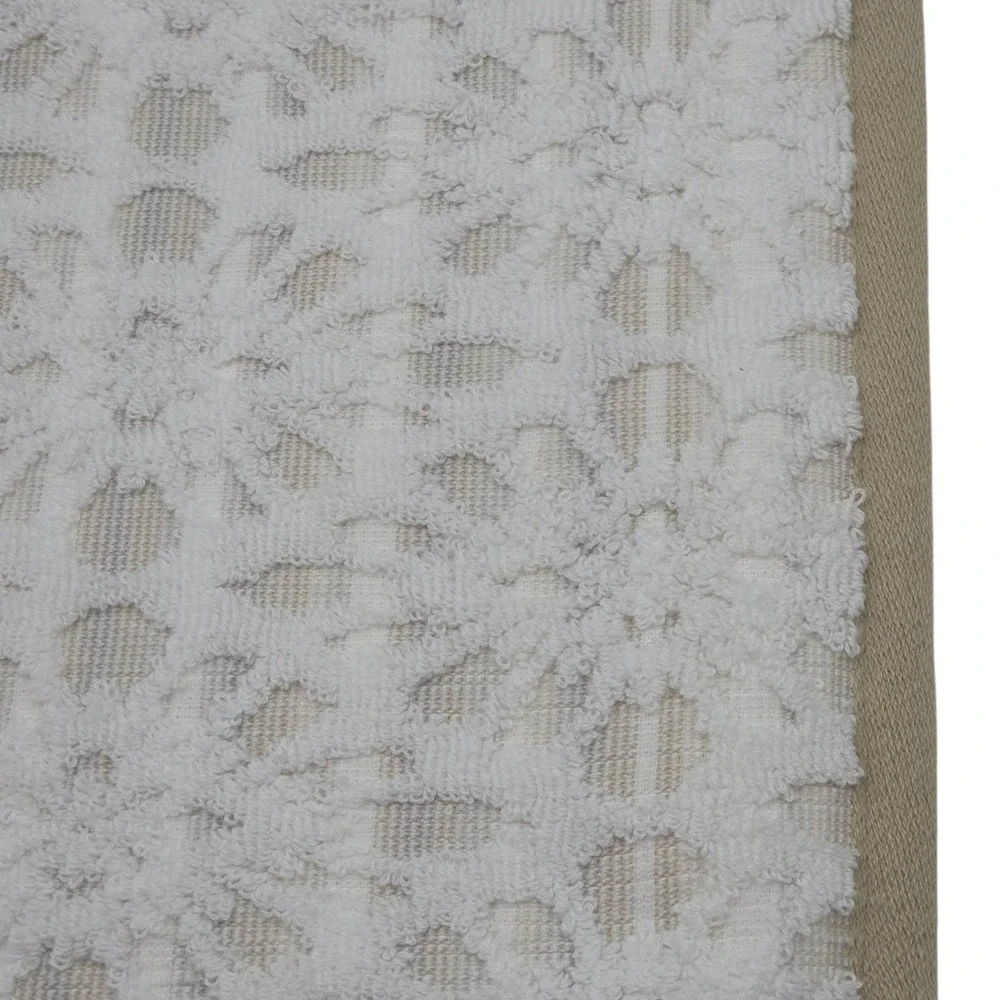 Peri Home 4pc Floral Embossed Cotton Towels Set 2‎ Bath 2 Hand Ivory Beige